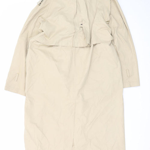 Zara Women's Beige Long Trench Coat Size 12 Classic Style
