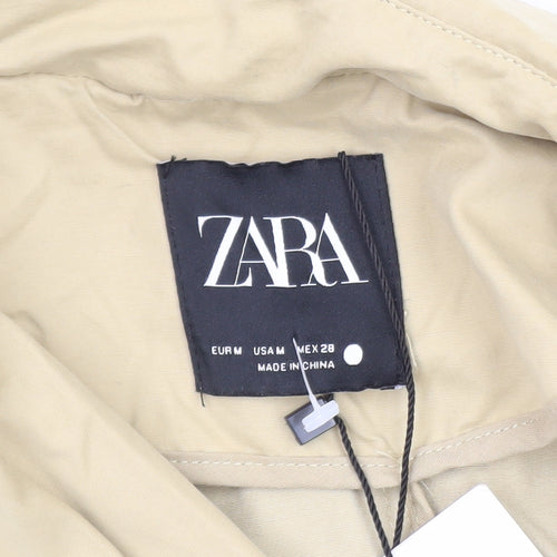 Zara Women's Beige Long Trench Coat Size 12 Classic Style