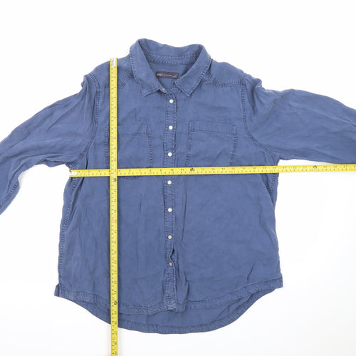 Marks and Spencer Women's Blue Cotton Button-Up Shirt Size 18
