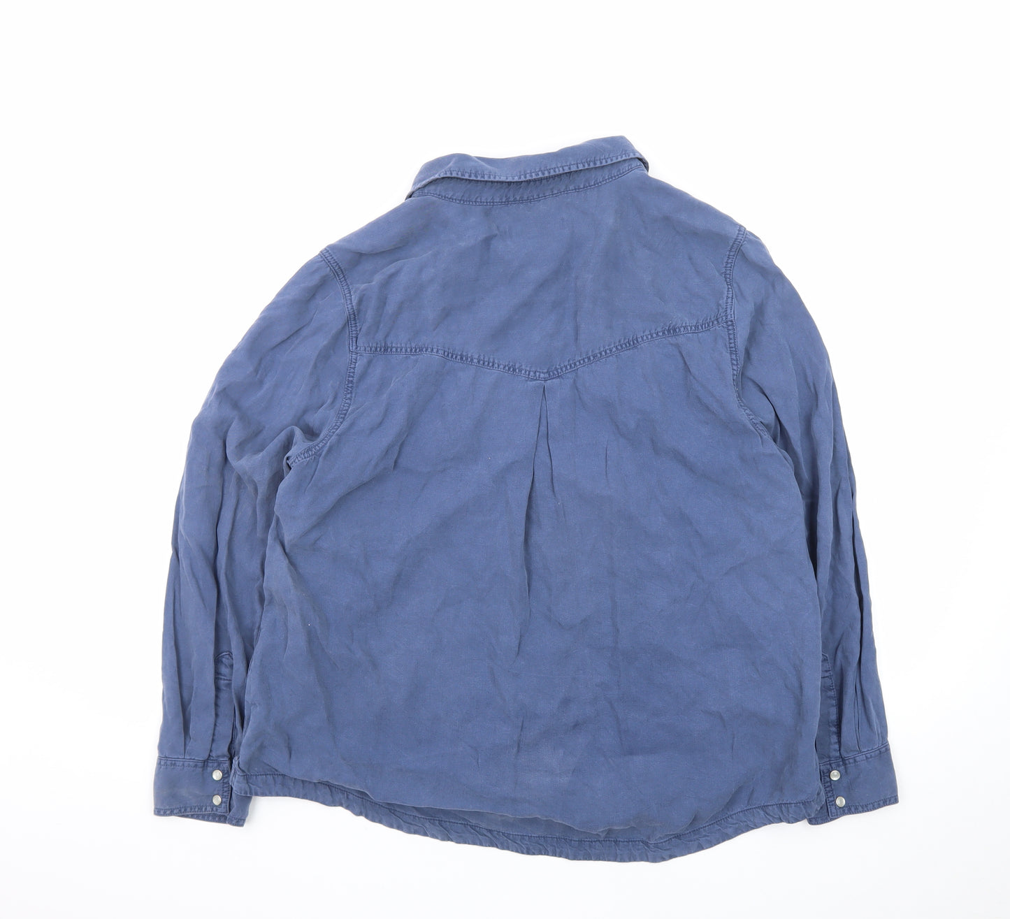Marks and Spencer Women's Blue Cotton Button-Up Shirt Size 18