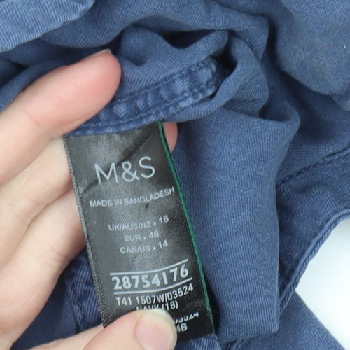 Marks and Spencer Women's Blue Cotton Button-Up Shirt Size 18