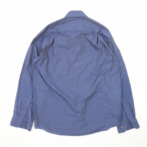 Marks and Spencer Men's Blue 15.5in Non-Iron Regular Fit Dress Shirt