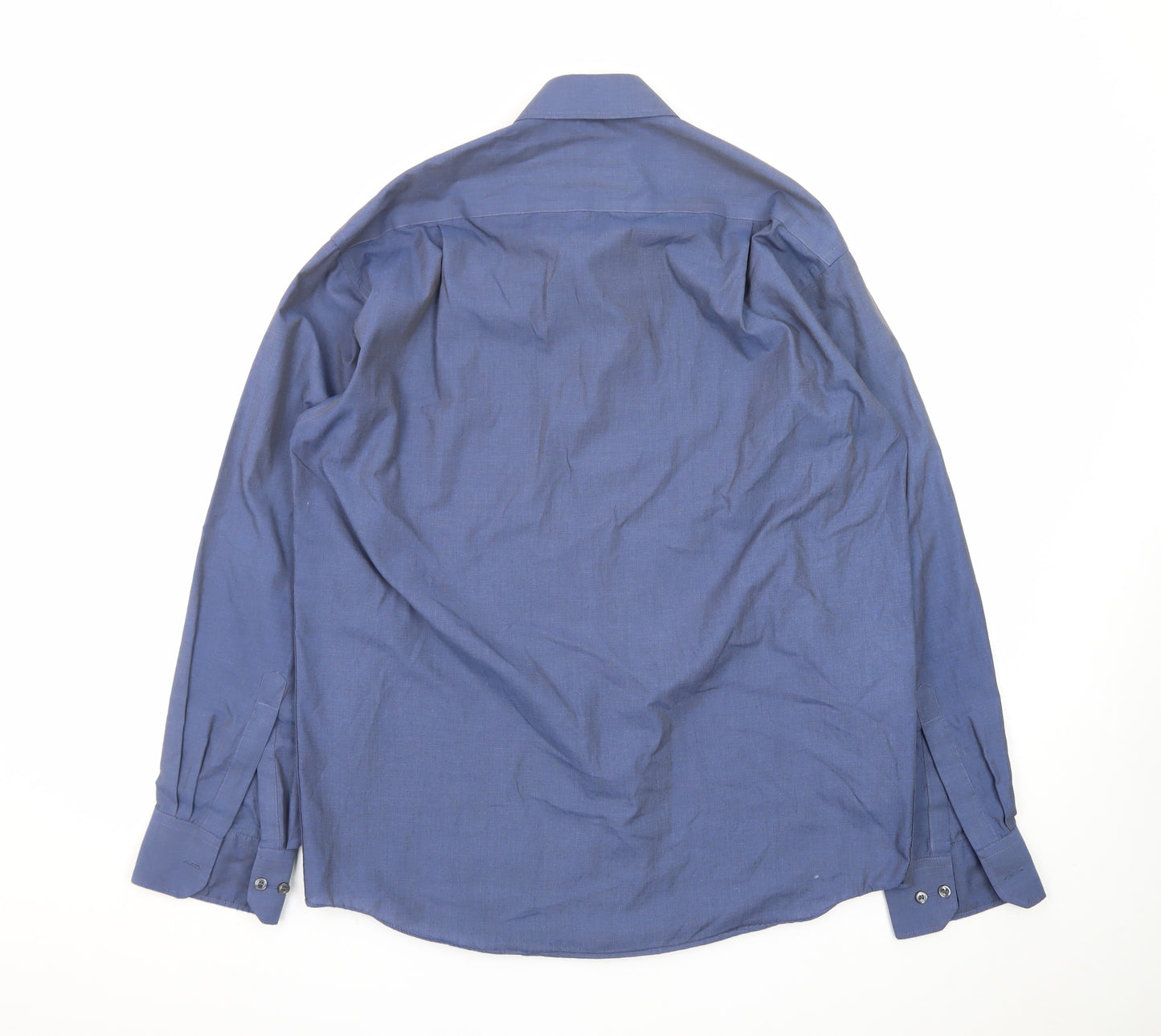 Marks and Spencer Men's Blue 15.5in Non-Iron Regular Fit Dress Shirt