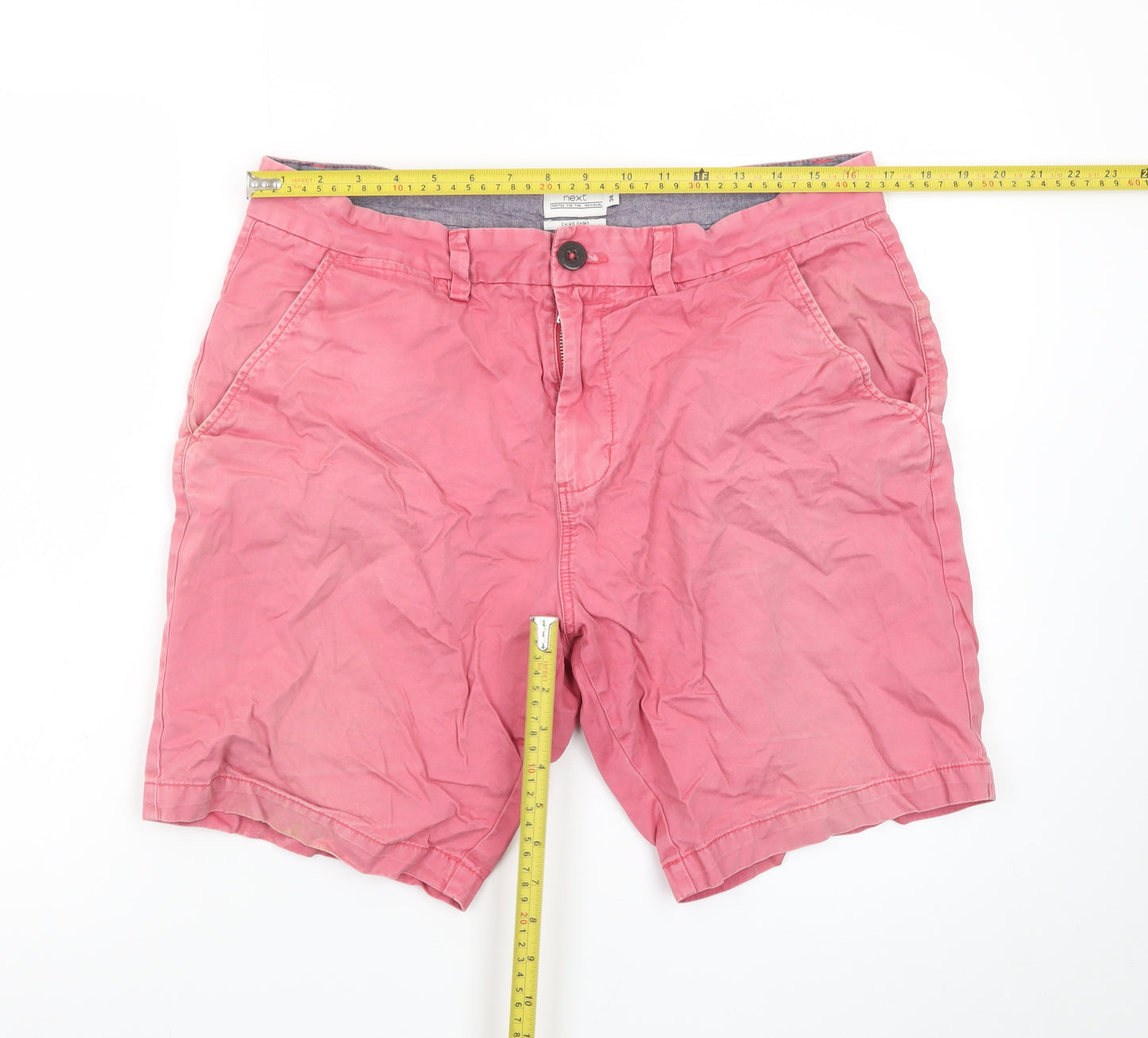 Next Men’s Pink Chino Shorts Size 34 Regular Cotton Casual