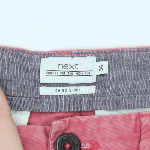 Next Men’s Pink Chino Shorts Size 34 Regular Cotton Casual