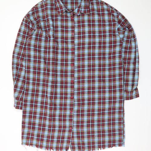 Boohoo Women’s Multicoloured Check Long Sleeve Flannel Shirt Dress UK 10