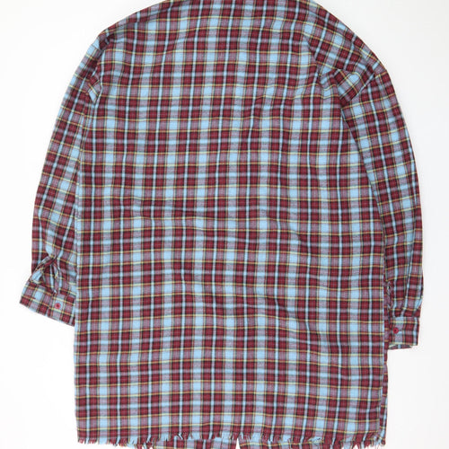 Boohoo Women’s Multicoloured Check Long Sleeve Flannel Shirt Dress UK 10