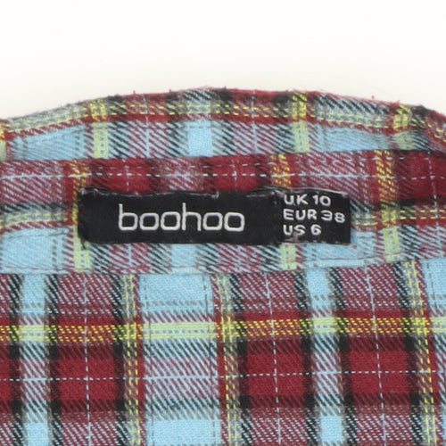 Boohoo Women’s Multicoloured Check Long Sleeve Flannel Shirt Dress UK 10