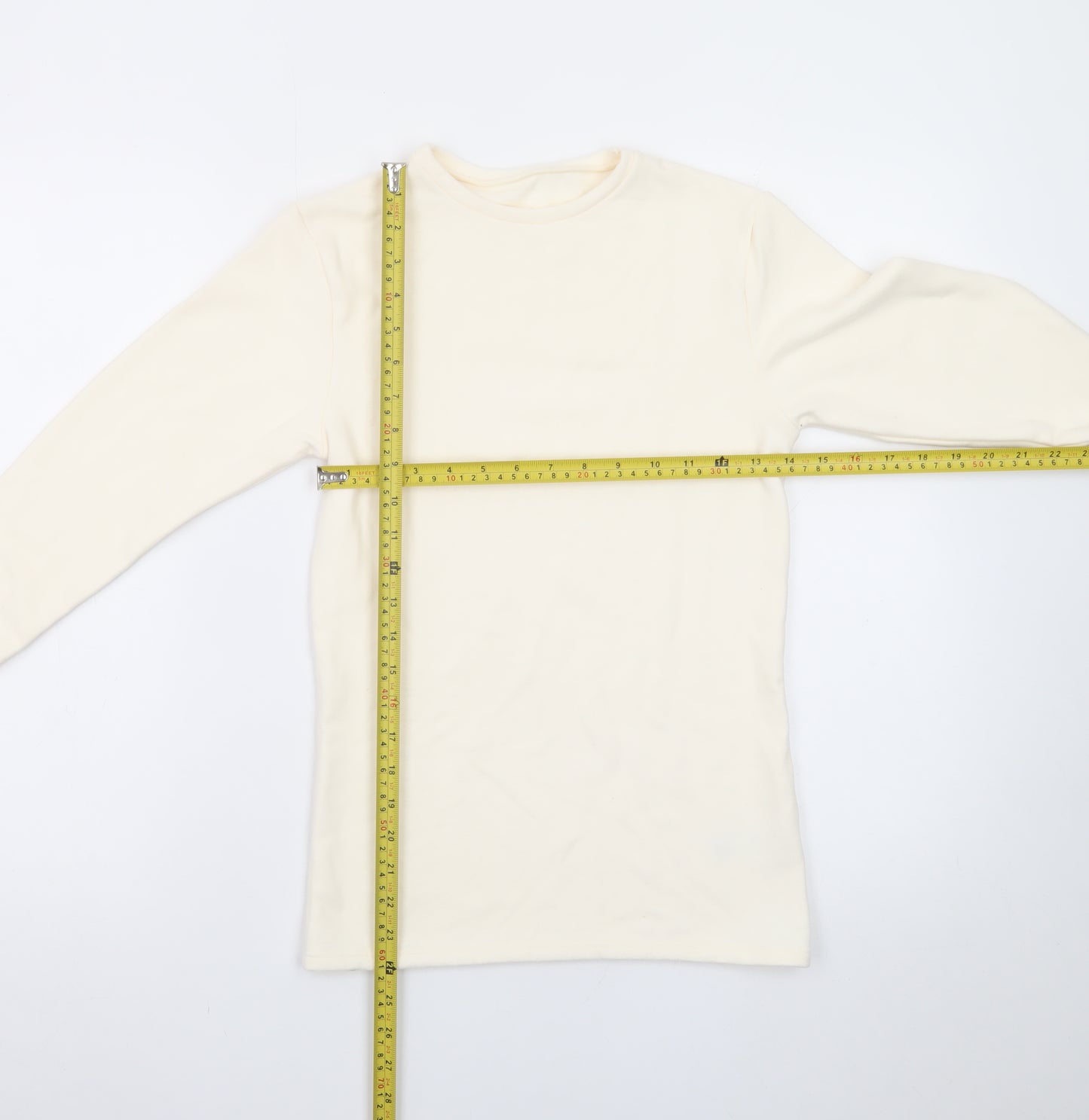 Marks and Spencer Womens Ivory Heatgen Long Sleeve Crew Neck Jumper Size 12