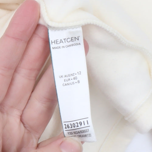 Marks and Spencer Womens Ivory Heatgen Long Sleeve Crew Neck Jumper Size 12