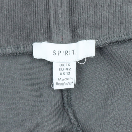 Spirit Women Grey Velour Stretch Leggings Size 16