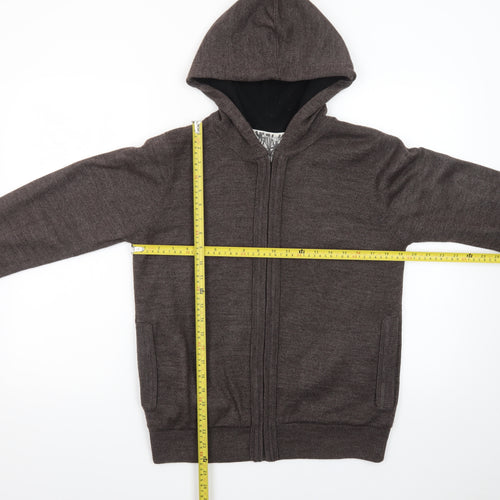 Topman Men's Brown Full Zip Hoodie Knit Hooded Sweatshirt Size S