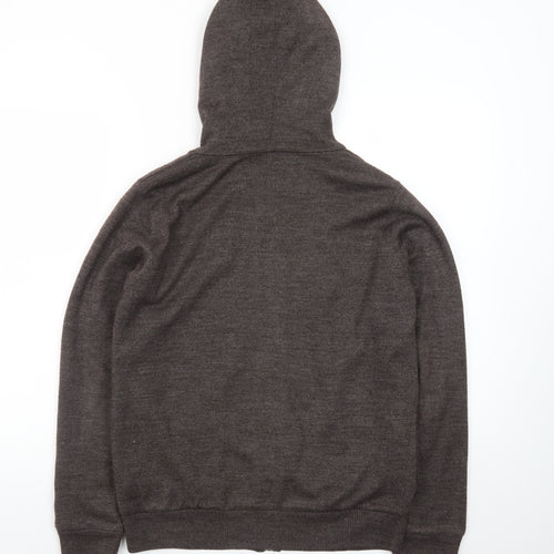 Topman Men's Brown Full Zip Hoodie Knit Hooded Sweatshirt Size S