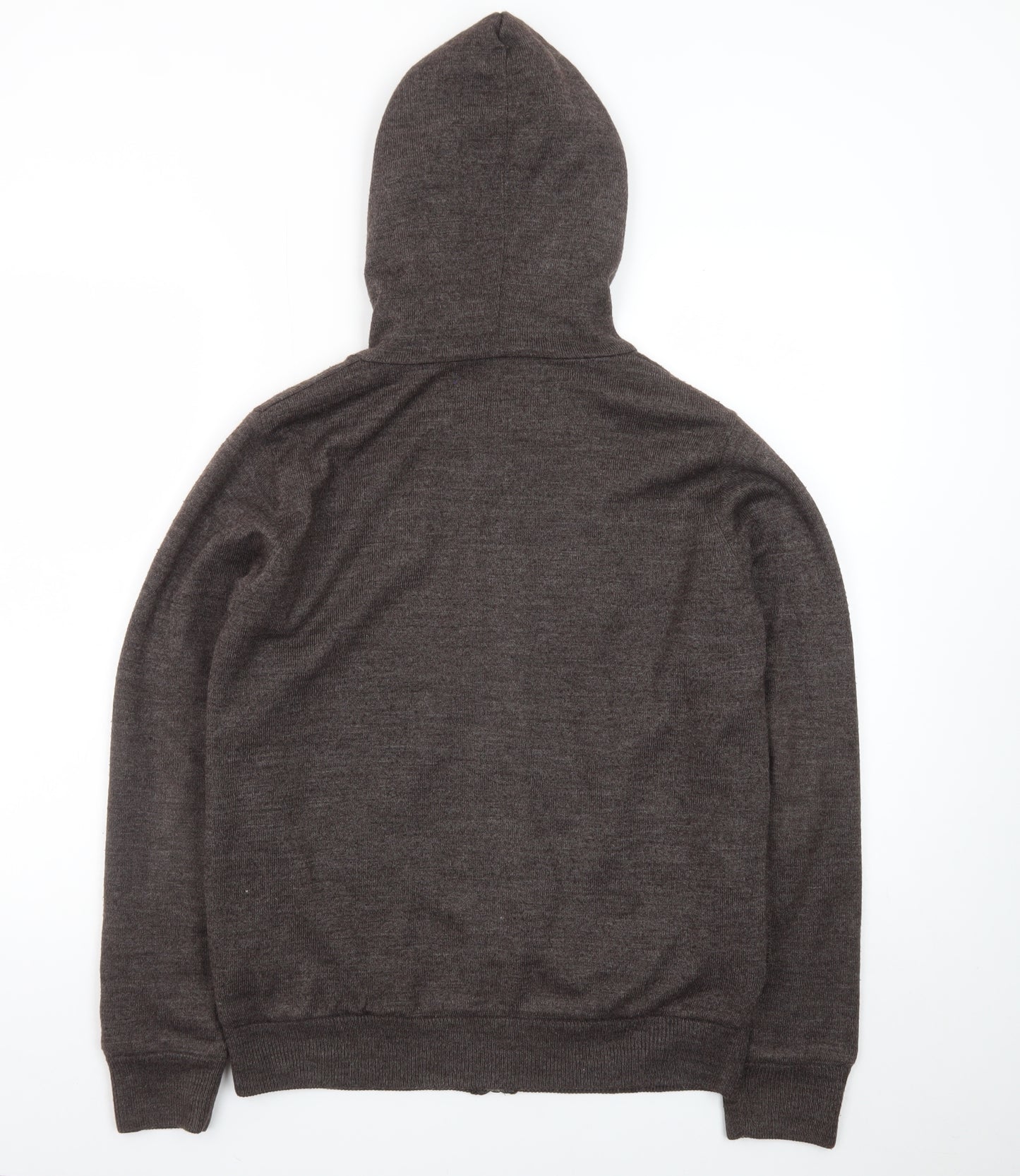 Topman Men's Brown Full Zip Hoodie Knit Hooded Sweatshirt Size S