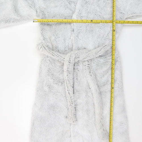 Marks and Spencer Women Grey Hooded Fleece Robe XS