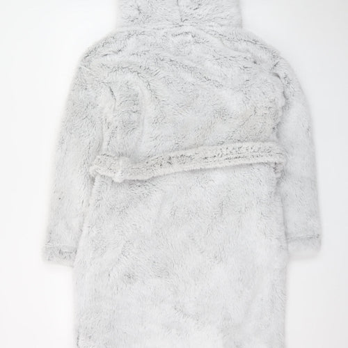 Marks and Spencer Women Grey Hooded Fleece Robe XS