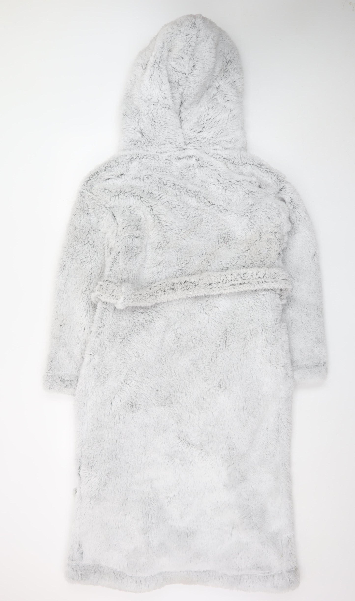 Marks and Spencer Women Grey Hooded Fleece Robe XS