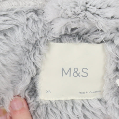 Marks and Spencer Women Grey Hooded Fleece Robe XS