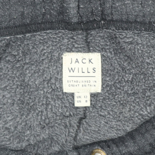 Jack Wills Womens Grey Logo Sweatpants Size 12 Fleece Lined