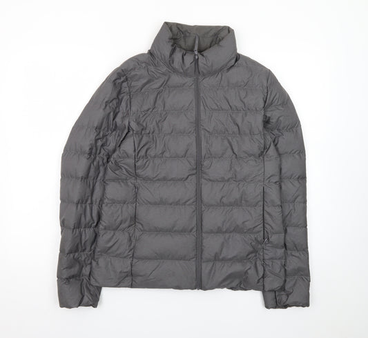 Uniqlo Men's Grey Lightweight Down Puffer Jacket M Water Resistant