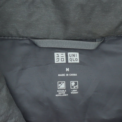 Uniqlo Men's Grey Lightweight Down Puffer Jacket M Water Resistant