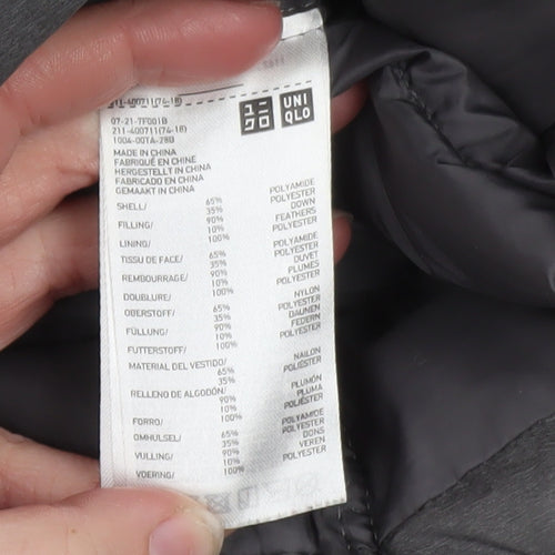 Uniqlo Men's Grey Lightweight Down Puffer Jacket M Water Resistant