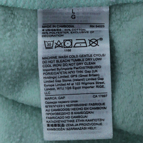 GAP Women Light Blue Pullover Hoodie L Cotton Blend Logo Design