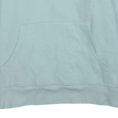 GAP Women Light Blue Pullover Hoodie L Cotton Blend Logo Design