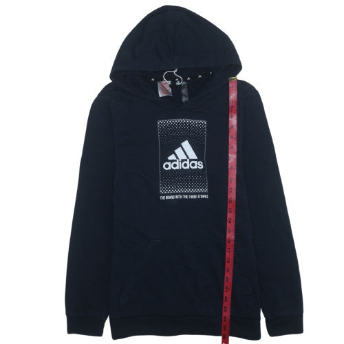 Adidas Boys Black Pullover Hoodie Sweatshirt Size 13-14 Years Cotton Blend