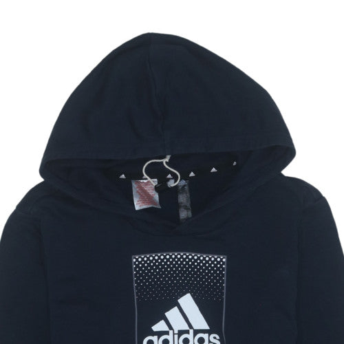 Adidas Boys Black Pullover Hoodie Sweatshirt Size 13-14 Years Cotton Blend