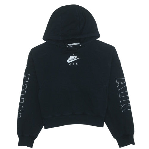 Nike Air Women's Black Pullover Hoodie Size L Logo Print Cotton Blend