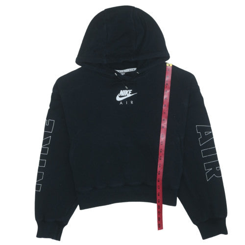 Nike Air Women's Black Pullover Hoodie Size L Logo Print Cotton Blend
