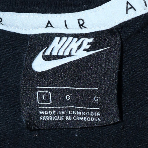Nike Air Women's Black Pullover Hoodie Size L Logo Print Cotton Blend