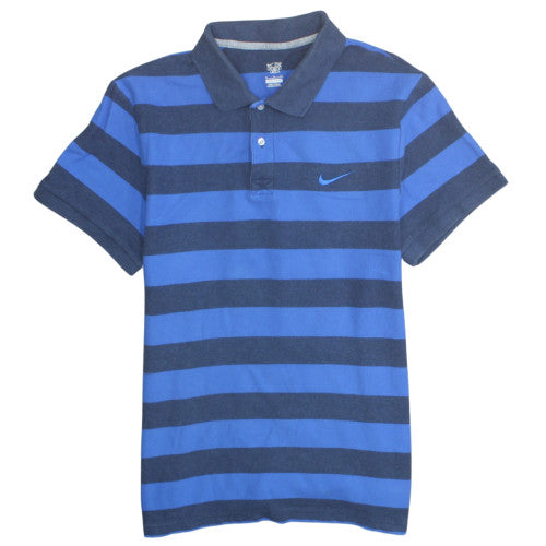 Nike Men's Blue Striped Polo Shirt XL Cotton Casual Classic Fit