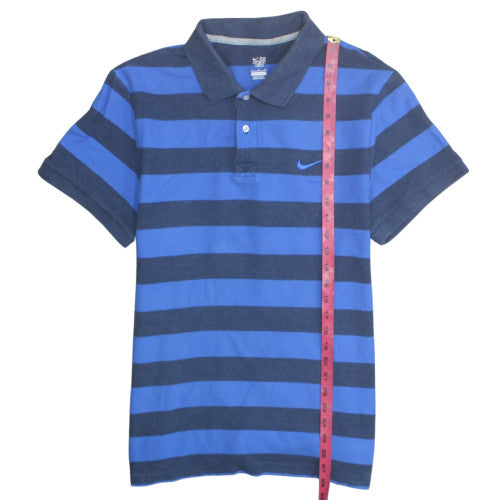 Nike Men's Blue Striped Polo Shirt XL Cotton Casual Classic Fit