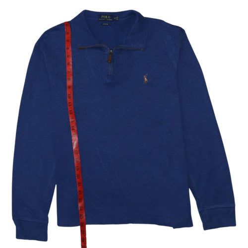Ralph Lauren Men's Blue Cotton Half Zip Collared Jumper M