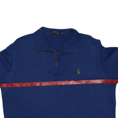 Ralph Lauren Men's Blue Cotton Half Zip Collared Jumper M