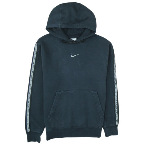 Nike Men's Black Small Pullover Hoodie with Logo Tape Detail