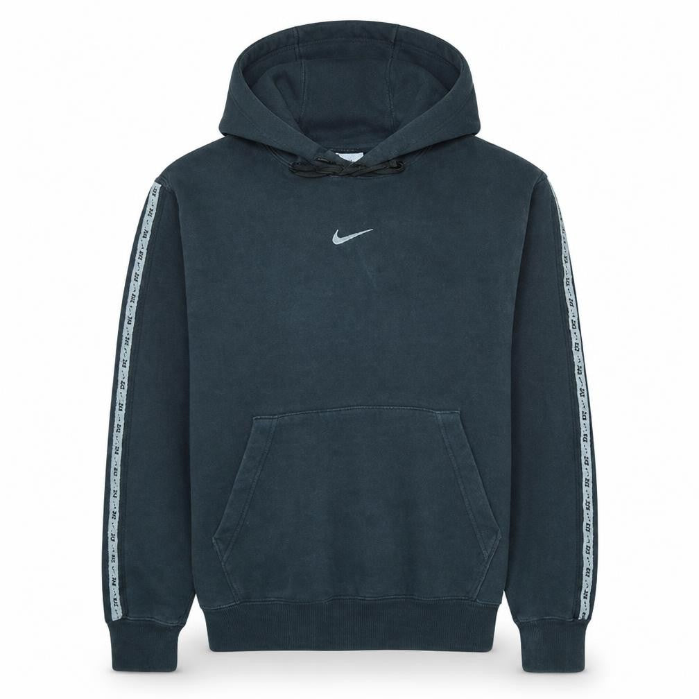 Front view of Nike Men's Black Small Pullover Hoodie with Logo Tape Detail