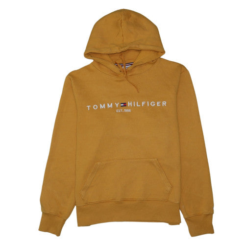 Tommy Hilfiger Men's Yellow Pullover Hoodie L Embroidered Logo