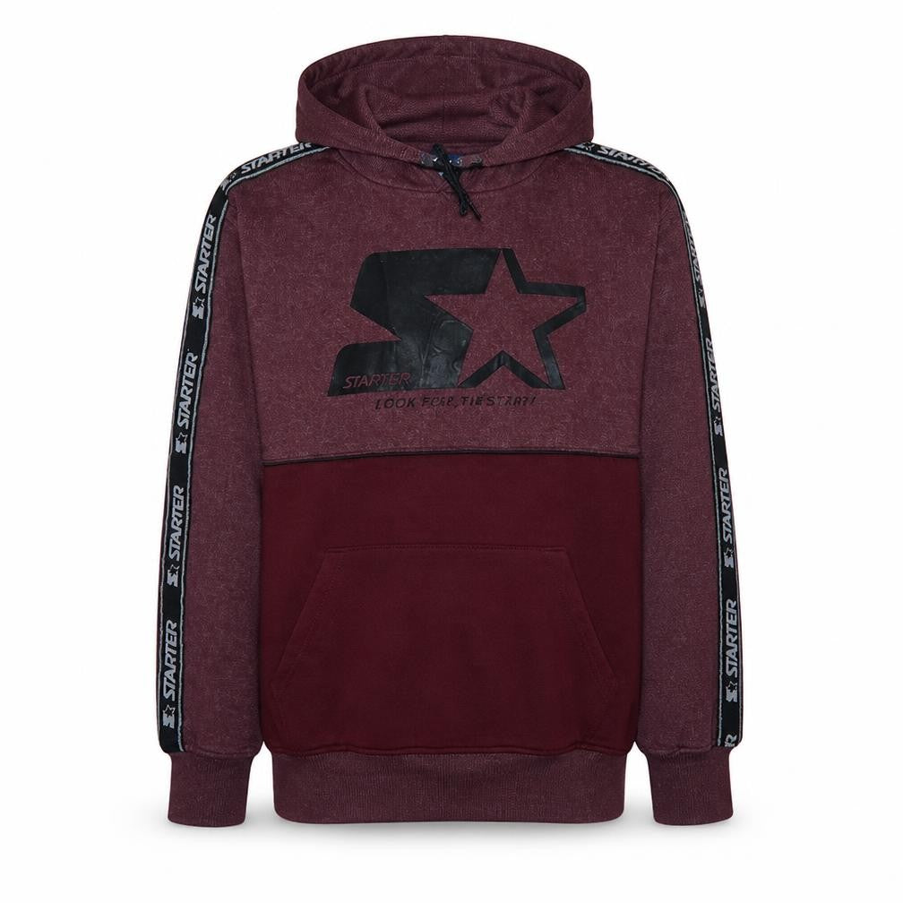 Front view of Starter Men's Red Pullover Hoodie Medium Fleece Logo Sportswear