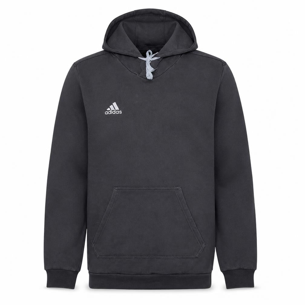 Front view of Adidas Men's Grey Pullover Hoodie Regular Fit, size M