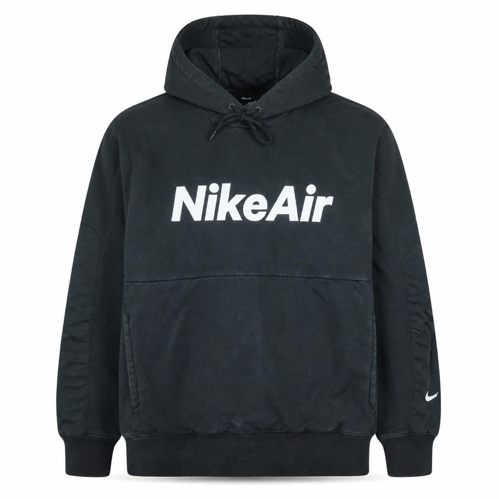 Front view of Nike Men's Black 2XL Pullover Hoodie Sweatshirt with Logo