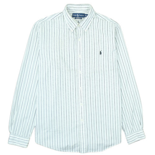 Ralph Lauren Men's White Striped Button-Down Shirt Size L