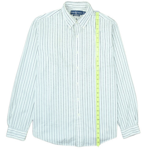 Ralph Lauren Men's White Striped Button-Down Shirt Size L