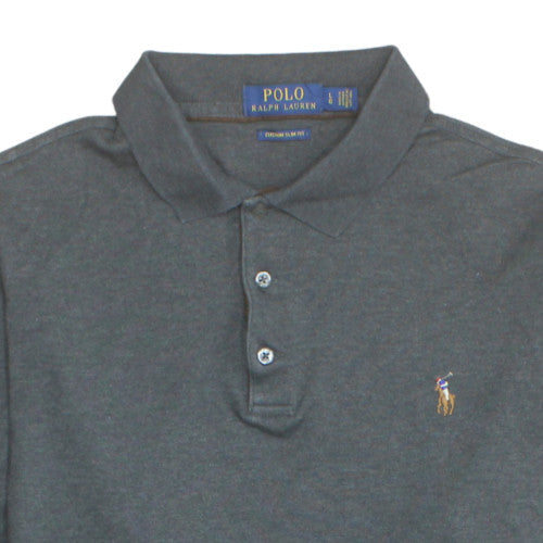 Ralph Lauren Men's Grey Slim Fit Long Sleeve Cotton Polo Shirt L