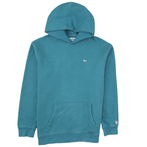 Tommy Jeans Men's Blue Pullover Hoodie M Logo Fleece Sweatshirt