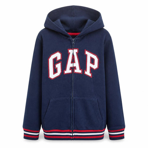 GAP Boys Blue Full Zip Fleece Hoodie 13-14 Years Casual Logo Sweatshirt