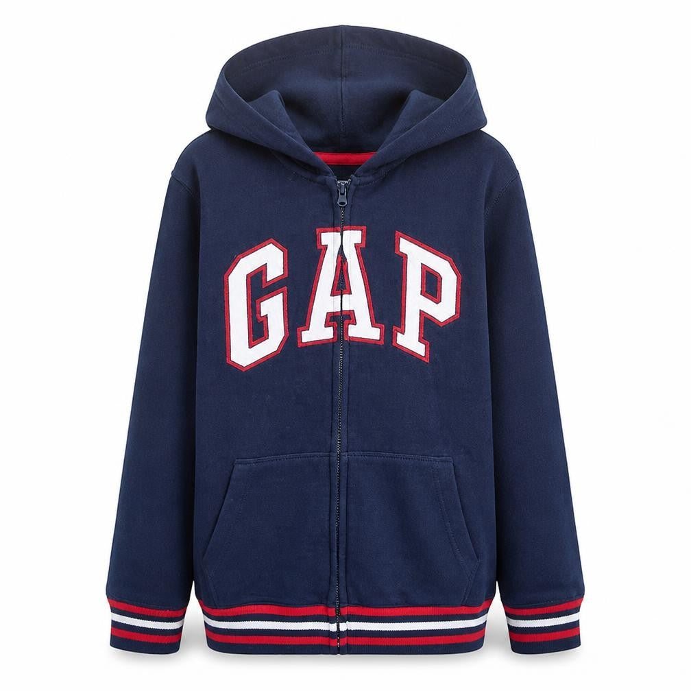 GAP Boys Blue Full Zip Fleece Hoodie 13-14 Years Casual Logo Sweatshirt