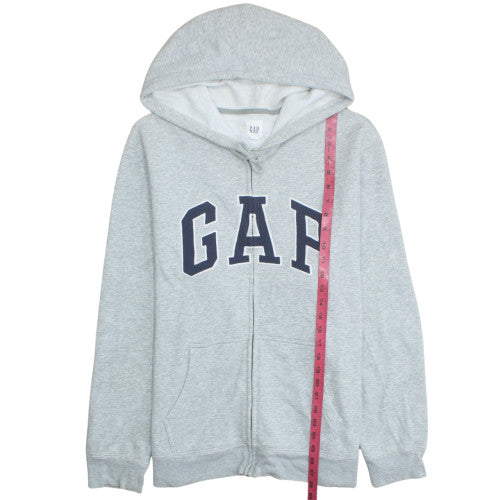 GAP Men's Grey Full Zip Logo Hoodie Size L Fleece Sweatshirt